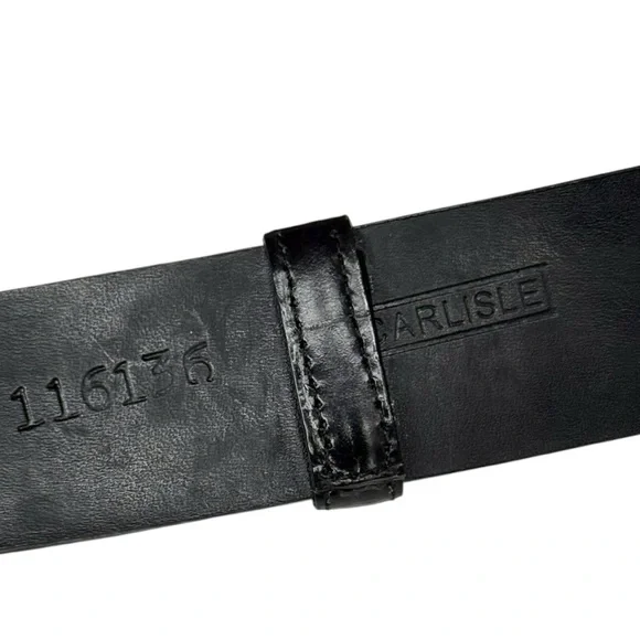 Carlisle Black Croc-Embossed Leather Belt with Sculptural Silver Buckle, Small - Picture 5 of 13
